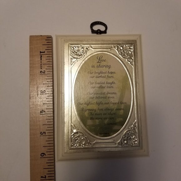 Vintage Hallmark Wooden Gold Plaque - Love is Sharing Sentimental Inspirational - Picture 3 of 7